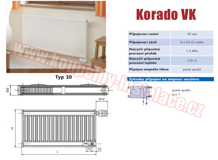 Radiator KORADO Radik VK typ 20 500x1000 - Kliknutm na obrzek zavete