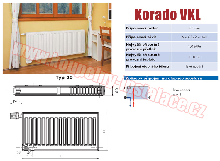 Radiator KORADO Radik VKL typ 20 300x1000 - Kliknutm na obrzek zavete